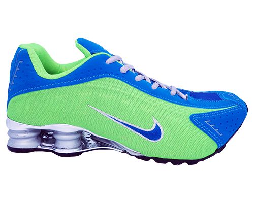 Tênis Nike Shox R4 Cromado Verde e Azul